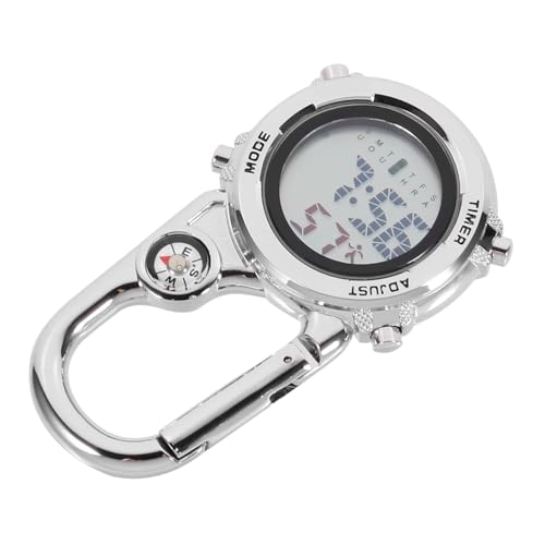 Reloj de mosquetón digital resistente al agua con pantalla iluminada y mosquetón integrado para senderismo