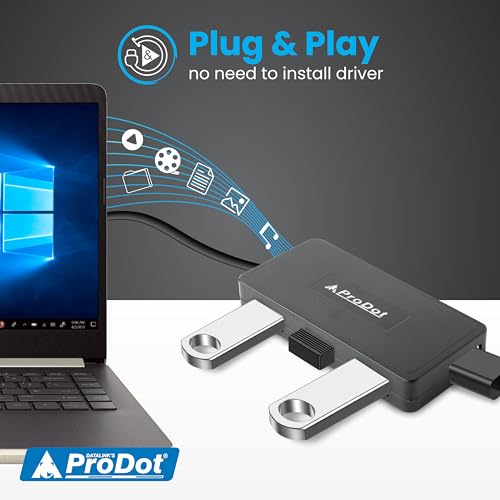 Image of ProDot 4-in-1 USB Hub 2.0 with Hi-Speed Data Transfer 480 Mbps I Plug & Play I Universally Compatible with Speaker, Laptop, Hard Drive, PC, Laptop etc. I 1 Year Warranty (Play Plus)