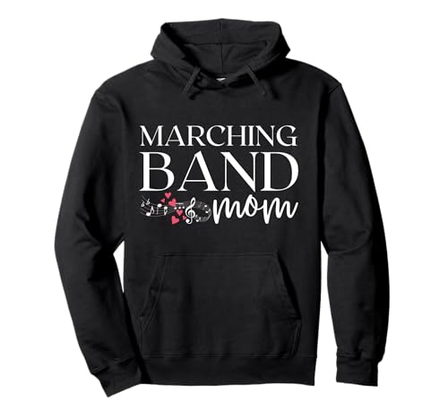 Marching Band Mom Hearts Music Notes Pullover Hoodie