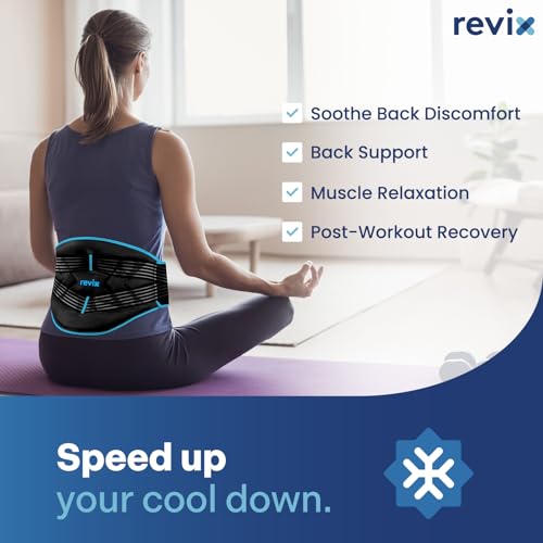 Image of REVIX Compression Ice Pack for Back, Reusable Lower Back Ice Pack with Dual Support Belts, Wearable Snug-Fit Cold Therapy Lumbar Brace for Lower Back, Sciatic Nerve, Muscle Relaxation