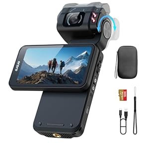5K Video Camera Camcorder, Portable Vlogging Camera with 3.5” Rotatable Touchscreen, 1/2.5” CMOS & 4K/60FPS Video, IR Night Vision Pocket Camera with 64G Card for YouTube Vlogs
