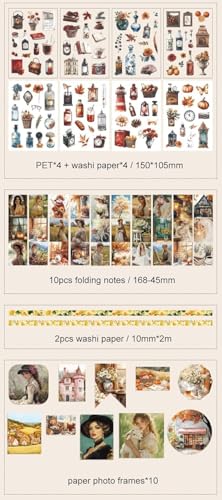Image of GDNK Scrape Book Kit Scrapbooking Kit Vintage Journal Scrapbook Pack DIY Paper Stickers, Craft Kits Notebook, Collage Album Aesthetic Sticker Journaling Scrapbook Photo Album (Orange Baby)