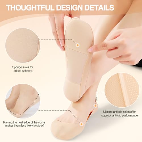 Image of No Show Socks Women with Sponge 6 Pairs Cushioned Sole
