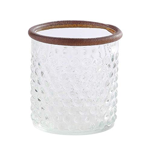 CC Home Furnishings Jarrón cilíndrico de Vidrio con Borde de Piel de 12,7 cm