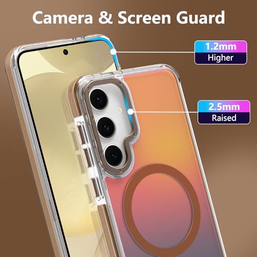 Image of Magnetic Case for Samsung Galaxy S24 Plus [Compatible with Magsafe] [Cute Fashion Fluorescent Design] [1 Screen Protector] Slim Translucent Matte Case for Galaxy S24 Plus 6.7 inch, Desert