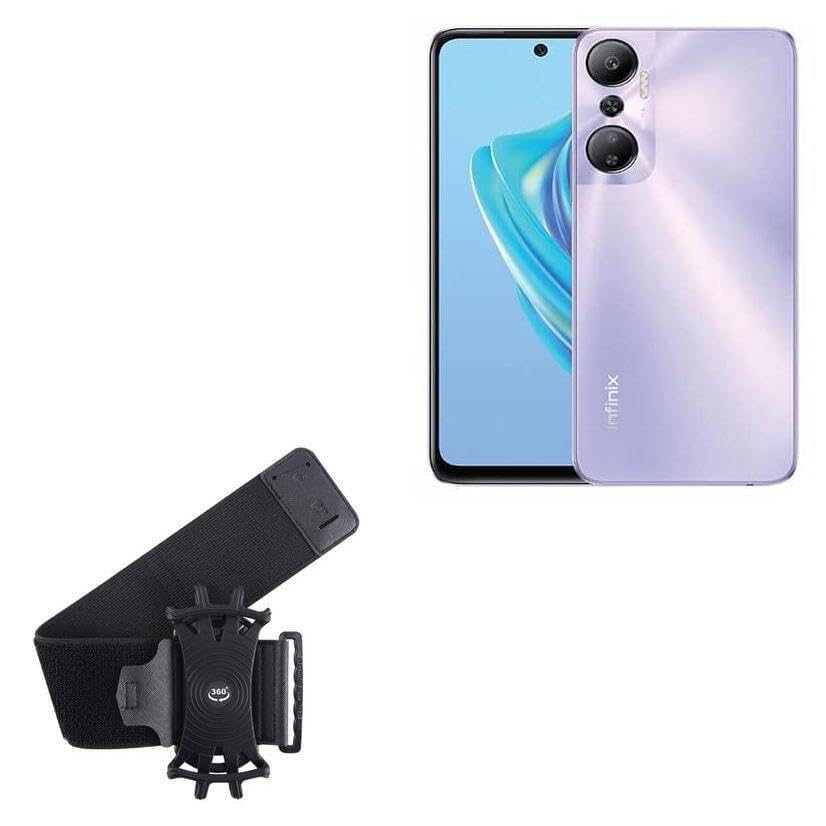 BoxWave Holster Compatible with Infinix Hot 20 - ActiveStretch Sport Armband, Adjustable Armband for Workout and Running - Jet Black