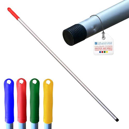 Colour Coded Mop and Broom Handle Replacement – 120cm Long Aluminium Mop and Broom Handle Screw End, Interchangeable That Fits Most Brush and Head (Red)