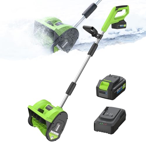STEELITE 21V Cordless Snow Shovel, 12-Inch Battery Powered Snow Blower with Directional Plate, 20-Feet Snow Throwing Distance, 4.0Ah Battery & Quick Charger Included