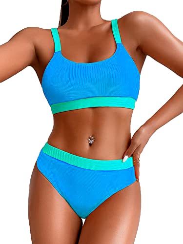 HYSENM Bikini Damen Set Sexy Badeanzüge Zweiteiler Kontrastfarbe Badenmode...