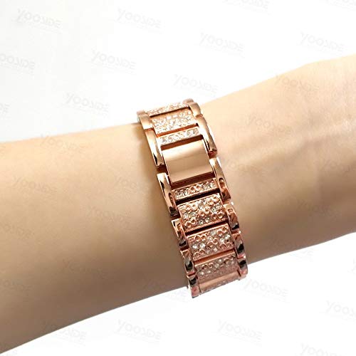 Abanen Watch Band For Fossil Women's Gen 5E 42Mm / Women's Gen 6, 18Mm Lightweight Alloy Metal Bling Crystal Quick Release Wristband Strap For Fossil Q Venture Gen 4/3,Women's Sport (Rose Gold) #TOP4
