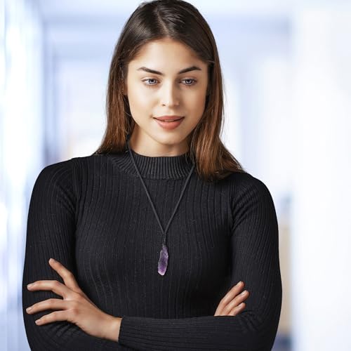 COAI Genuine Leather Necklace Raw Crystal Necklace for Women Men4