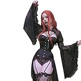 Ypser See Through Mesh Crop Top Sheer Open Front Shrug Cheongsam Mandarin Sleeve Holloween Costum