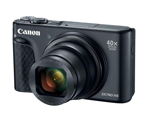 Canon PowerShot SX740 Digital Camera w/40x Optical Zoom & 3 Inch Tilt LCD - 4K VIdeo, Wi-Fi, NFC, Bluetooth Enabled (Black) (Renewed)