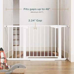 Cumbor 297 46 Baby Gate for Stairs Toddler Safety Essentials for The House Auto Close Dog Gate for Doorways Moms Choice Awards Winner Easy Install Pressure Mounted Pet Gates for Dogs White
