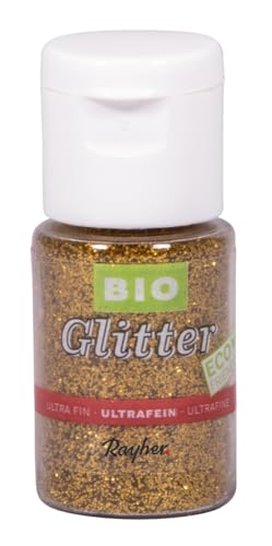 Rayher Bio-Glitter purpurina ultrafina, dorado brillante, 7 g, manualidades, decoración, 39589620