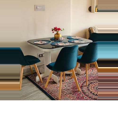 Image of Jute Cotton Round Table Mats Set of 6 - Dining Table mat 6 Pieces Waterproof, Elegant and Durable for Dining Table (Blue Lilly)