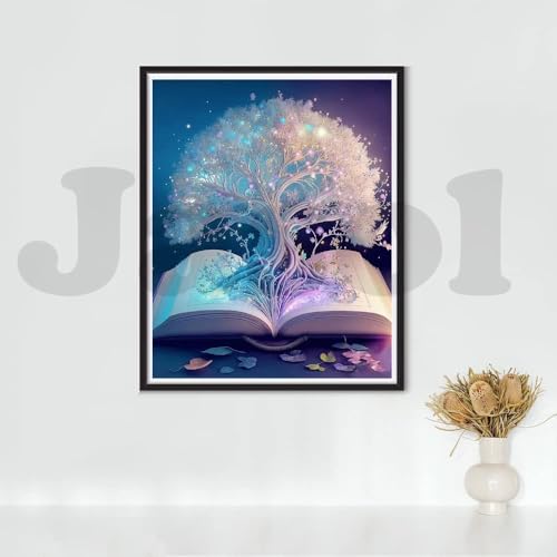 Image of Jasol Diamond Painting Kit, 40x30 Cms, Full Drill, 5D Crystals, Home Wall Decor Gift Set (Lucky Tree M45600)