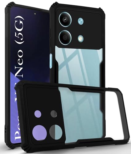 Image of Jkobi Back Cover Case for Poco X6 Neo 5G (Shockproof with Polycarbonate Clear Panel | Professional Black)