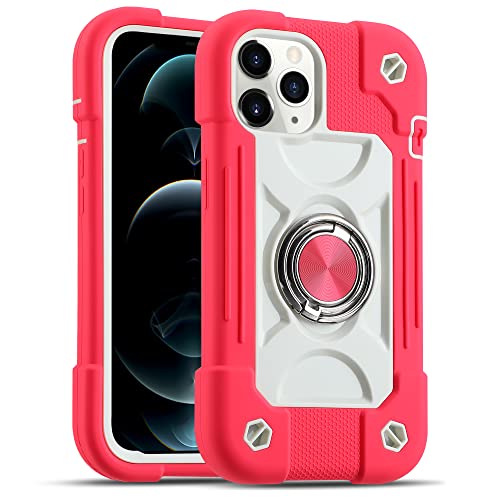 Image of MARKILL Compatible with iPhone with Built-in 360Rotating Ring Stand, Military Grade Drop Protection Full Body Rugged Heavy Duty Case Durable Cover (Hot Pink, iPhone 12 /12Pro 6.1 inch)