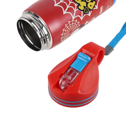 Image of Marvel Avengers Superhero Spiderman Stainless Steel SIngle Wall Sipper Water Bottle For Unisex Kids School And Travelling | 500 Ml | RED | AZ2061 (Power Of Three)