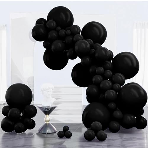 Image of PartyWoo Black Balloons 100 pcs Different Sizes of 18 12 10 5 Inch Black Balloons Arch Kit Garland for Baby Shower Birthday Graduation Casino Gaming Anniversary Race Car Party Decorations Black-Y18