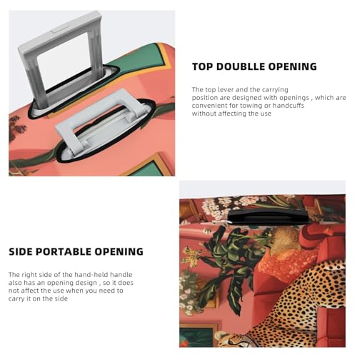 Floral Cheetah Cozy Room Travel Luggage Covers - Elasticity Suitcase Covers Protector for Luggage 18-32 Inch4