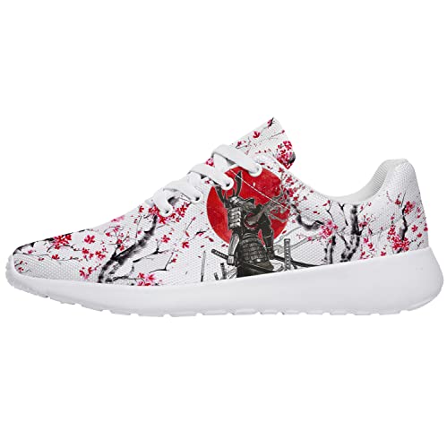 Japanese Love Shoes Mens Women Tennis Running Sneakers Japanese Samurai Pink Sakura Print Golf Walking Shoes Gifts for Birthday,US Size 12 Men - Main Image
