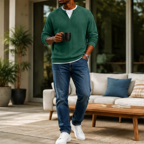 Waffle Long Sleeve Men Thermal Big And Tall Layered Comfort Waffle Tee - image 2