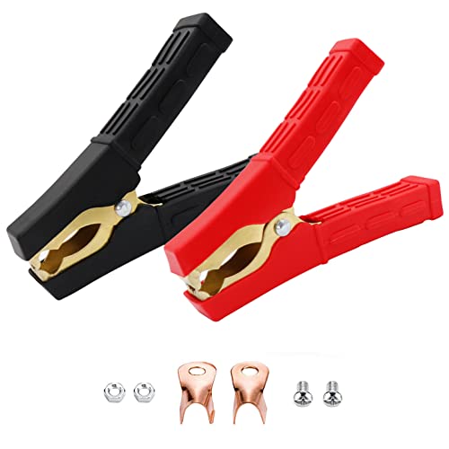 HuaLiSiJi Jump Lead Clamps 500A Car Battery Alligator Clips Jumper Cable Clamps Pure copper, with Insulating Sheath For Cars,Trucks, Ships (500A 2PCS)