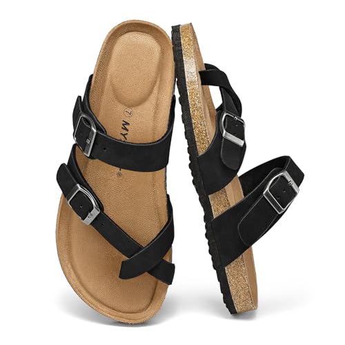 Sandales en liège pour femme mysoft avec double boucle réglable