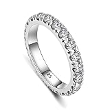 MINDDHA Pure Sterling Silver Rings - High Polish Rings for Women - Cubic Zirconia CZ Wedding Band St