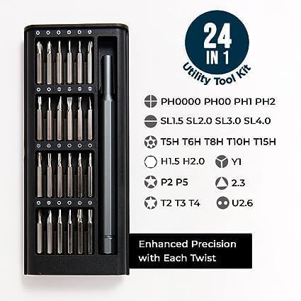 Image of 24 in 1 Precision Screwdriver Set, Multipurpose Manual Screwdriver Tool, CRV Magnetic Driver Bits & Storage Box, Repair Tool Kit for Electronics Computer Tablet Eyeglass Mini Repair Tool Kit