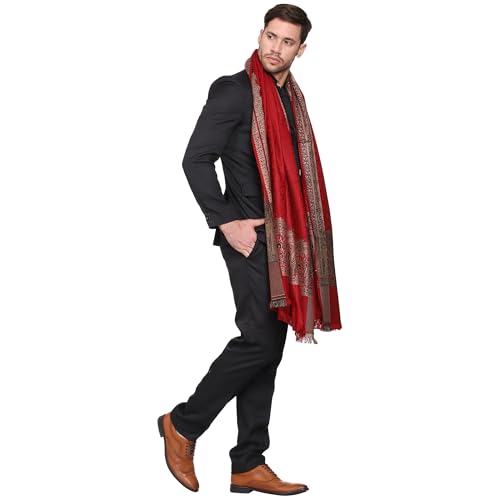 Image of Weavers Villa Men's Woven Acro Wool Gents Shawls, Muffler, Stoles for Men