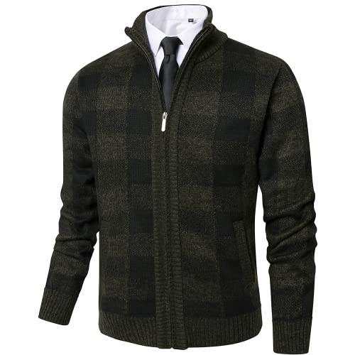 Msmsse Mens Cardigan Sweaters Full Zip Stand Collar Casual Knitted Sweater With 2 Front Pockets Black 2Xl #TOP12