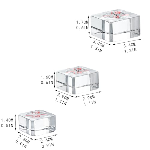 Image of ZEERSHEE 6 Pack Square Crystal Display Bases for 3D Laser Balls 6pcs Glass Stands for Crystals Resin Acrylic Art Home Decoration(1.3'' /1.1'' /0.9'')