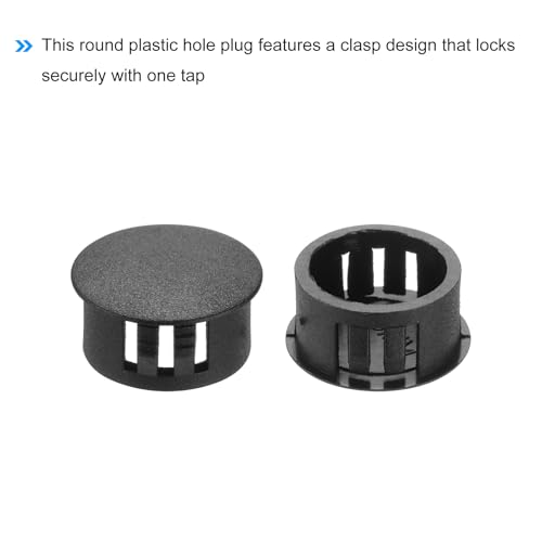 Image of MECCANIXITY 64PCS 17mm(11 /16 inch) Black Plastic Hole Plugs, Flush Type Panel Hole Plugs Insert End Caps for Locking Hole Tubes Furniture Cabinet