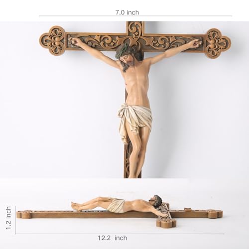 Cruz de parede com crucifixo católico BC, decoração de casa de parede de Jesus Cristo, visual esculp