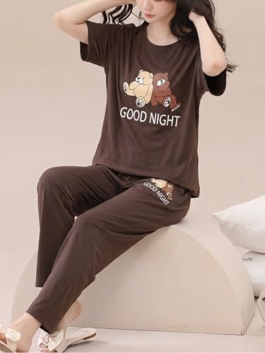 Image of SMOWKLY Women's Premium Stylish Cute Print Top with Pajama Comfy Loungwear