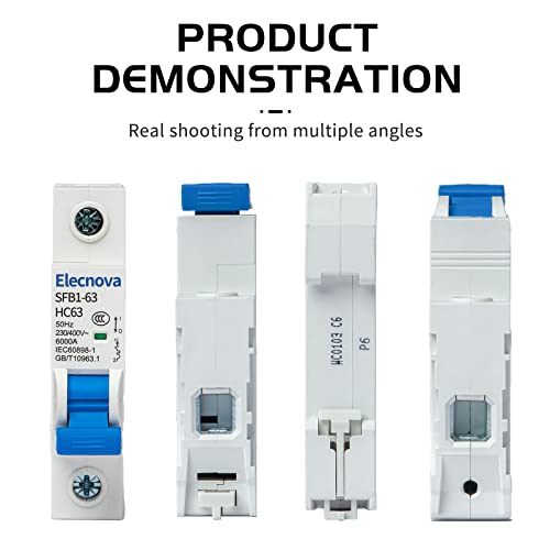 Elecnova Sfb1-63Hc 1P Miniature Circuit Breakers Din-Rail Mounted Mcb 50/60Hz Current Of 63Amp Voltage 400V Overload, Thermal Magnetic Trip Short-Circuit Protection Of Lighting #TOP4