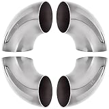 4 Pack 304 Stainless Steel Mandrel Bend Elbow, 90 Degree Exhaust Elbow Pipe, 2.5...