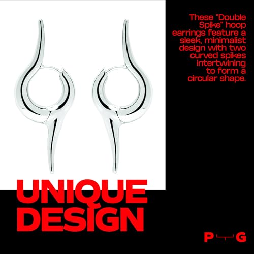 Premium Quality | 18K Platinum Plated Spike Hoop Earrings For Women | Lightweight & Comfortable | Haute Couture Aesthetics | Pump Up The Gem | US Brand |4