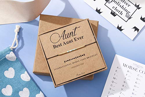 RareLove Best Aunt Ever Gifts Aunt Morse Code Beaded Bracelet Secret Message Jewelry Gift For Her, Waterproof Birthday Mothers Day Gifts for Aunts from Niece Nephew4