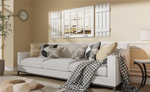 Wall-Mounted-Farmhouse-Decorative-Mirror-Distressed-Wood-Windowpane-Mirror-Rustic-Farmhouse-Accent-Mirror-Living-Room-Entry-Decorative-Mirror-with-Hanging-Hardware-for-Bedroom-Bathroom-Kitchen Wall Mounted Farmhouse Decorative Mirror Distressed Wood Windowpane Mirror Rustic Farmhouse Accent Mirror Living Room Entry Decorative Mirror with Hanging Hardware for Bedroom Bathroom Kitchen