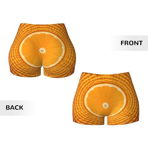 Orange Cutout Pattern Sports Shorts, high Elastic Slim Fitness Pants, Suitable for Yoga/Leisure/Daily wear3