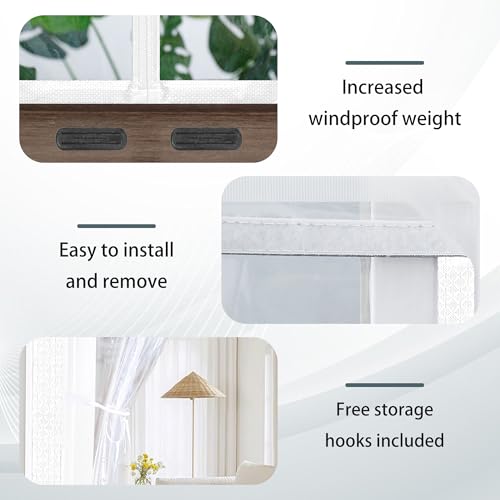Rideau isolant thermique magnétique imperméable blanc 64 x 272 cm bloquant le froid