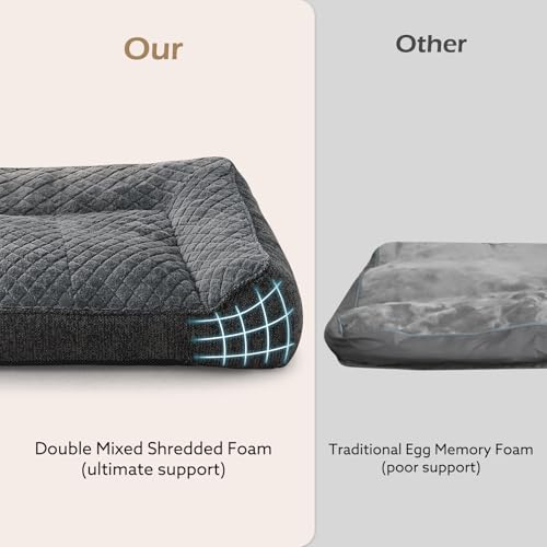 JOEJOY XL Orthopedic Dog Bed for Large Dogs Up to 90lbs - Extra Thick Foam Pet Bed Sofa with Bolster Sides, Large Sized Dog Bed with Removable Washable Cover, Non-Slip Bottom, Grey (42"x30") - Image 5
