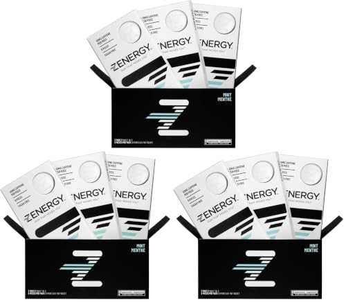 Image of ZENERGY Energy Gum - Mint Flavor | 50mg Caffeine + 35% B6 and 45% B12 Vitamin | Vegan, 0 Sugar, 0 Calories, 0 Gluten, 0 Aspartame, Non-GMO, Instant Action | 9 Pack : 24 Count