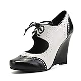 Ausschnitt, Schnürung, Keilabsatz, Pumpschuhe, Nähte