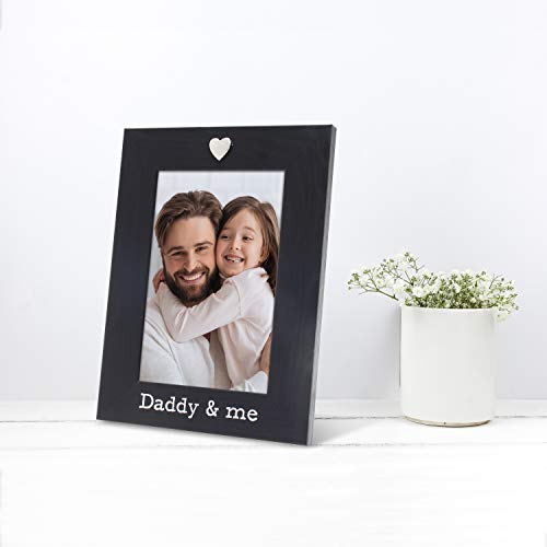 Mimosa Moments Silver Heart Black Picture Frame For 4X6 Photo For Desk Tabletop (Daddy & Me) #TOP2