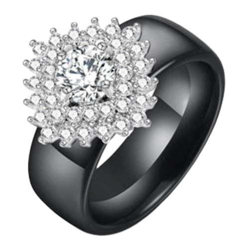 Bague en céramique blanche et cristal zircon de mariage chic